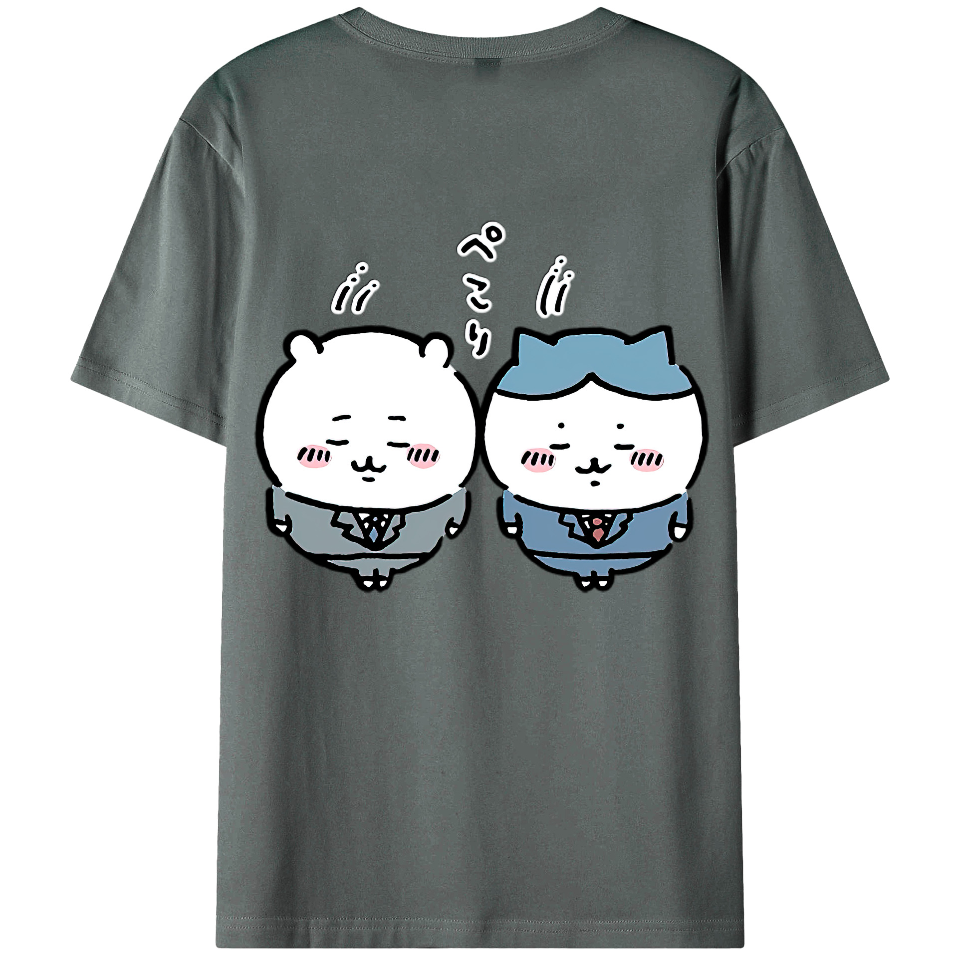 （画像用） ちいかわ ハチワレ Chii-kawa hachiware 綿100％ メンズ半袖Tシャツ（バックプリント） 通気性